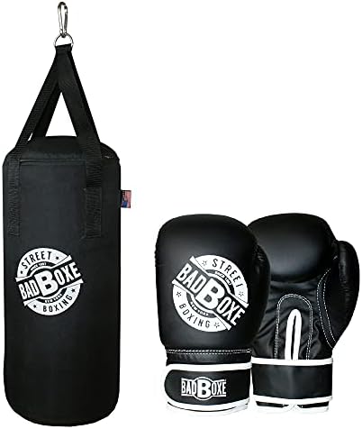Kids Punching Bag Set with Free Boxing Gloves for Training & Every Day Workout (Black/Unfilled, 2.5FT)