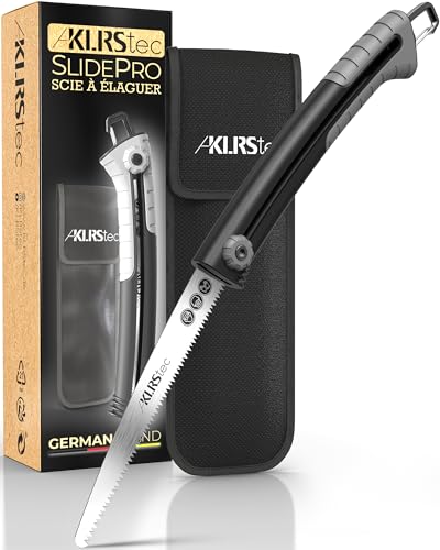 KLRStec SlidePro Scie d’élagage – Scie manuelle avec lame rétractable en acier carbone SK5 pour jardinage, camping et extérieur