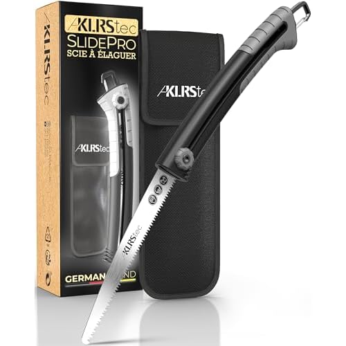KLRStec SlidePro Scie d’élagage – Scie manuelle avec lame rétractable en acier carbone SK5 pour jardinage, camping et extérieur