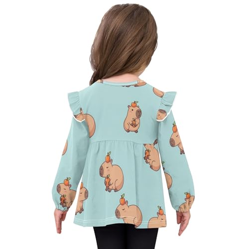 Toddler Girl Long Sleeve Shirt Ruffle Kids Blouse Tops Tee Shirt 18M-5T4