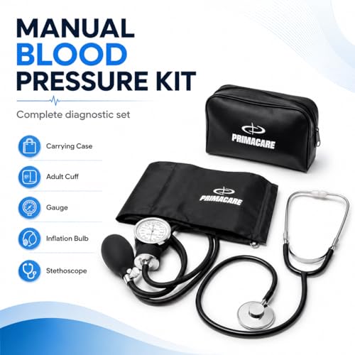 Primacare DS-9195 Classic Series Adult Blood Pressure Kit with D-Ring Cuff, Manual Sphygmomanometer Set for Home, Medical, Nursing & Professional Use