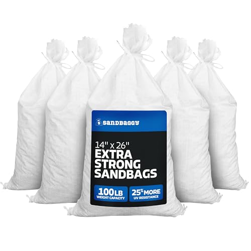 Sandbags - Size: 14" x 26" - White - Sandbags Empty - Sandbags Wholesale Bulk - Sand Bag - Flood Water Barrier - Water Curb - Tent & Store Bags by Sandbaggy (100 Bags)