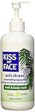 Kiss My Face Anti-Stress Woodland Pine & Ginseng Shower Gel - Rejuvenate Your Mood With Ginseng & Woodland Pine - Antioxidant Blend of Olive Oil, Aloe & Vitamin E - 16 fl oz Bottle
