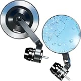 Kaedear(カエディア) バイク ミラー バイクミラー 折りたたみ 10mm 8mm 左右セット 汎用 ブルーレンズ アルミニウム合金 車検対応 ブラックアルマイト 超撥水/視界クリア/眩しさ軽減/CNC防錆/ワイドビュー/多角度調整 シックスビジョン KDR-RM302 (ネオクラシックミラー/エクスエンド(ホンダ/ヤマハ/スズキ/M6))