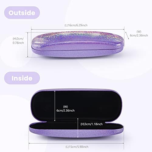 AKlamater 2pcs Hard Shell Eyeglasses Case Bling PU Leather Glasses Case Protective Case fits Most Glasses and Sunglasses for Men Women