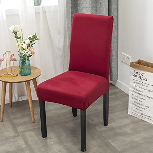 Celevingne Dining Room Chair Covers Set Of 4, Large Thick Stretch Soft Spandex Removable Washable Solid Color Chair Slipcovers Protector For Dining Room,Hotel,Ceremony (Wine Red, 4 Pack) #TOP3