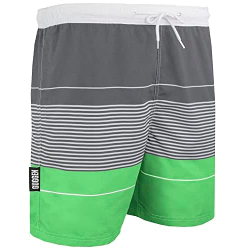 GUGGEN Mountain Badehose für Herren Schnelltrocknende Badeshorts 880 mit Kordelzug Beachshorts Boardshorts Schwimmhose Männer gestreift Farbe gestreift M