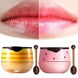 2PCS Bee Balm Lip Balm Honey Pot, Lip Balm for Dry Cracked Lips, Lip Scrubs Exfoliator & Moisturizer