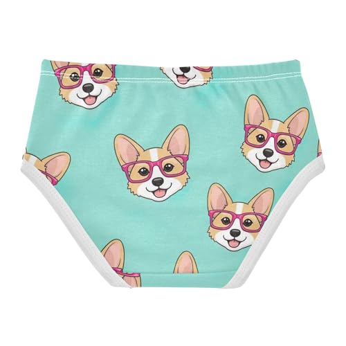 Cotton Toddler Girls Underwear Cute Corgi Dog Bright Green Little Girl Panties Personalized Kids Briefs Undies 2t2
