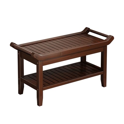 Banc à chaussures en bois massif véritable noyer finition premium B