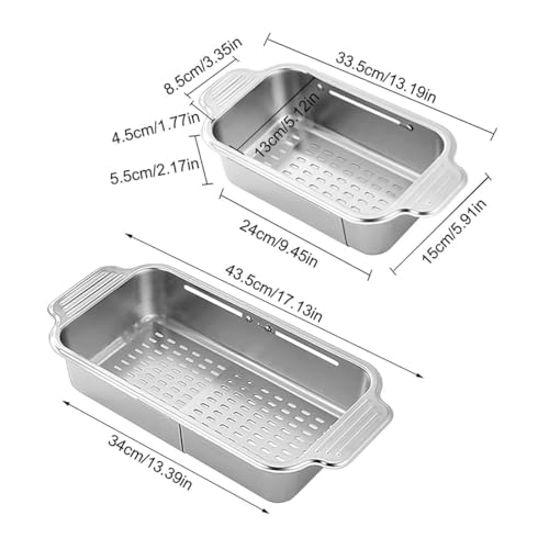 Escurridor de platos ajustable, colador extensible y organizador compacto 8