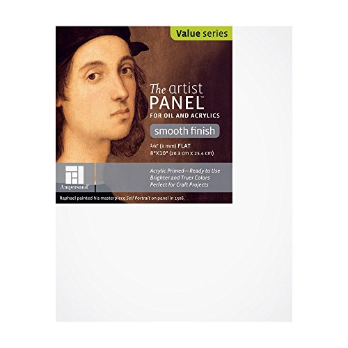Ampersand Artist Panel Primed Smooth Surface for Painting and Mixed-Media, 1/8 Inch Depth, 8X10 Inch (APS0810)