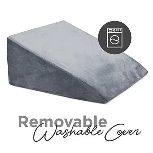 Milliard 12 Inch Bed Wedge Pillow With Memory Foam Top -Helps With Acid Reflux And Gerds, Reduce Neck And Back Pain, Snoring, And Respiratory Problems- Washable Cover (Velour Grey) #TOP3
