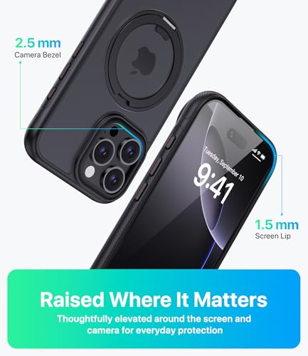 Image of for iPhone 16 Pro Case, Compatible with MagSafe, Slim Shockproof Military-Grade Rugged Protective Case with Stand, Camera Control, Comfort Grip (A-Black, iPhone 16 Pro)