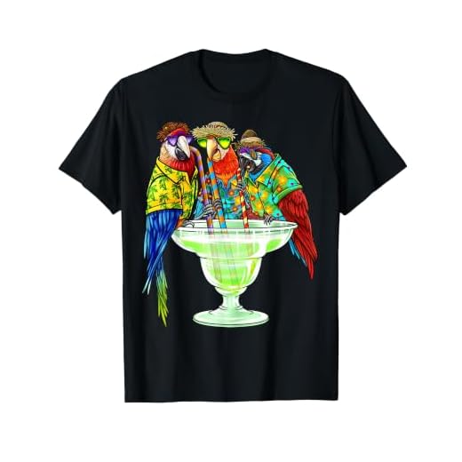 Parrots Drinking Margarita Hawaiian Shirt Vacation Birds T-Shirt