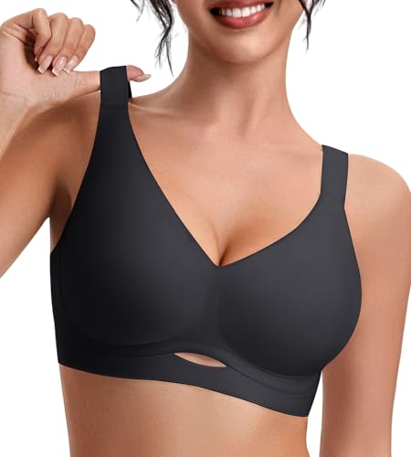 SHARICCA SHARICCA No Padding Jelly Bras for Women Wireless Comfortable Ultra Soft Stretch Full Coverage Bras Plus Size Sport Bra