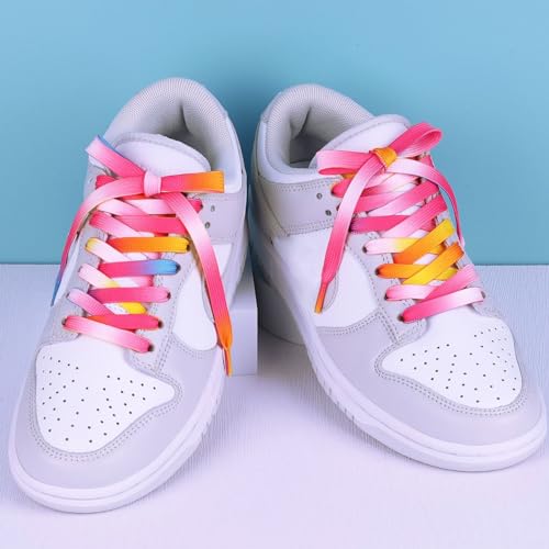 Image of Booyckiy 3 /4 inch Wide Satin Ribbon Shoelaces Flat Colorful Shoe Laces for Women Girls