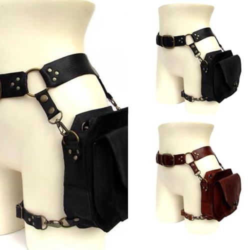 Riñonera medieval de piel para mujer en color negro de Mass Beauty 2