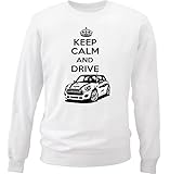  TEESANDENGINES Men\'s Mini Cooper Car Inspired Keep Calm P White Sweatshirt Size Small