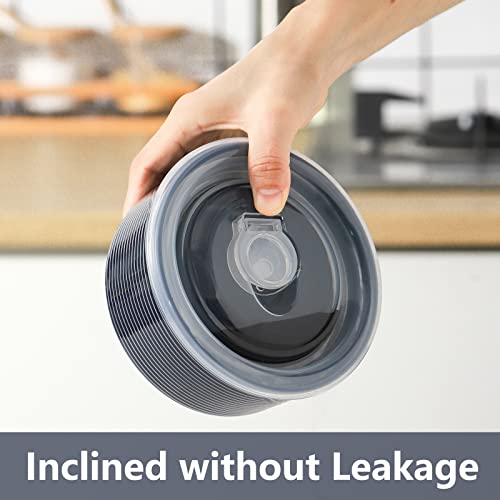 Adewnest Ceramic Bowl With Lid: Soup & Salad Bowls With Lids For Lunch/Picnic - Food Storage Containers - Meal Prep Bowls With Lids - Microwave Safe Serving Bowls Set Of 4-5 Inch, 20 Oz (Navy) #TOP2