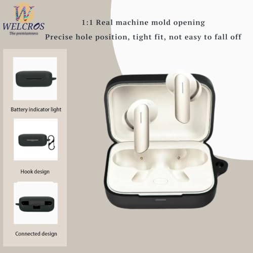 Image of WELCROS Soft Silicone Case Cover Compatible for Realme Buds Air 7 | 7 Pro (Black, with Keychain)