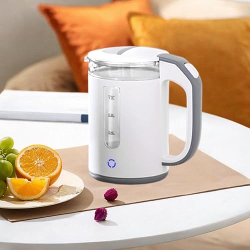 Tetera eléctrica de vidrio borosilicato 1.2 L blanca miniatura 4