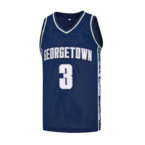 Men's #3 Georgetown Collegiate Athletic Embroidered Retro Basketball Jersey Blue S