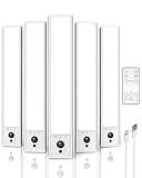 EZVALO 5 Pack Under Cabinet Lighting, Rechargeable Motion Sensor Light, LED Closet Lights Wireless, 5700K Dimmable, Timer, Magnetic, with Remote Control for Kitchen, Closet, Stair