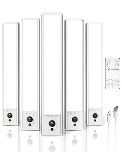 EZVALO 5 Pack Under Cabinet Lighting, Rechargeable Motion Sensor Light,