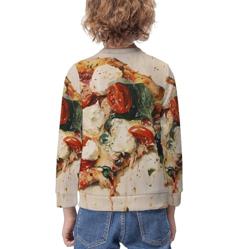 Pizza Slice with Mozzarella (2) Children's Casual Pullover Sweatshirt Loose Fit9-11Y2