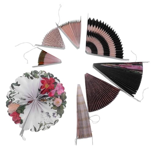 SMASOLO 8piezas Abanicos De Papel Chino Decorativos para Fiestas y Festivales Kit DIY para Colgar Fondo Fotográfico y Ambientación Temática