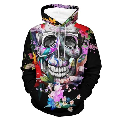 Hoodie Fleurs De Crâne unisexe sweat à capuche S imprimé pull gothique original