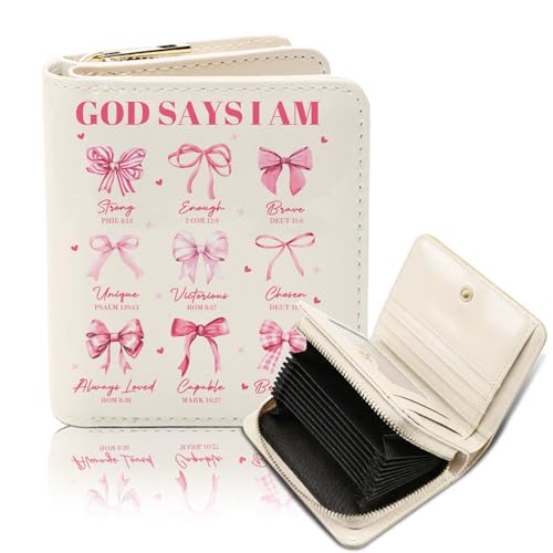 Goiicoln Christian Womens Accordion Wallet God Says I Am Wallet Zipper Accordion Wallets for Women PU Leather Card Cases Money Organizers Wallets Credit Card Holder Gift for Ladies Girl Teen
