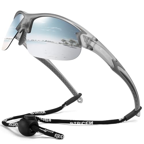 Image of BIRCEN Mens Polarized Sunglasses for Sports: TR90 Lightweight Sun Glasses Wrap Around Shades for Fishing Driving Cycling