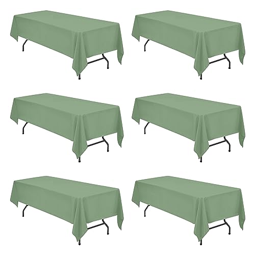 BRILLMAX 6 Pack Sage Green Tablecloths 60x126 Inch for 8ft Rectangle Tables