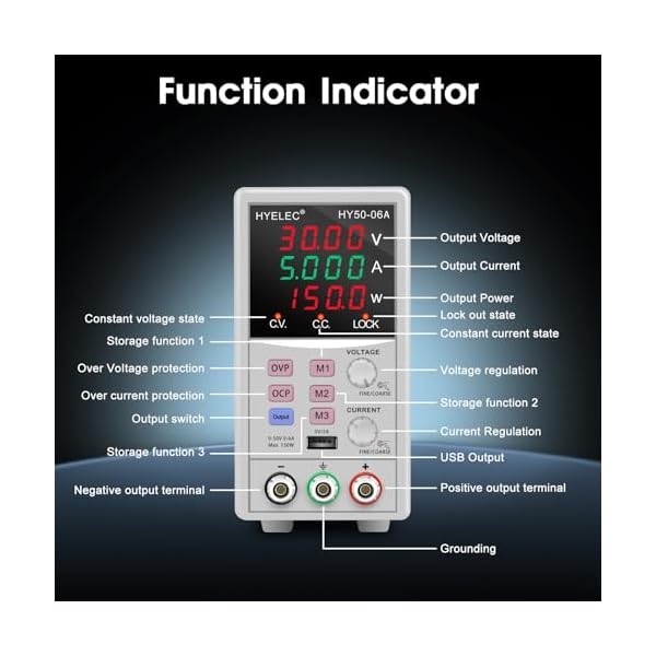 DC-Power-Supply50V-6A-max150W-Switching-Regulated-Bench-Power-Supply-with-Memory-4-Digit-LED-Display-110V-Input-Voltage-5V2A-USB-Interface-Coarse-and-Fine-Adjustments DC-Power-Supply50V-6A-max150W-Switching-Regulated-Bench-Power-Supply-with-Memory-4-Digit-LED-Display-110V-Input-Voltage-5V2A-USB-Interface-Coarse-and-Fine-Adjustments