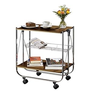WENKO Desserte Bar style vintage, desserte roulette pliante, 68 x 70 x 40.6 cm, Marron