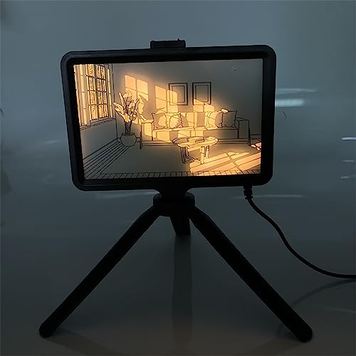 HYueaph Peinture lumineuse décorative avec trépied, 3 couleurs réglables, lumière LED lumineuse, peinture acrylique, décoration créative, cadre photo, mur, veilleuse, fenêtre