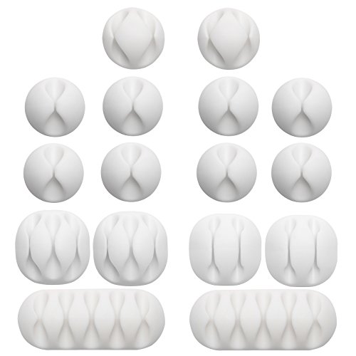 Gydandir 16 Pack Multipurpose Cable Clips Holders Self Adhesive Cord Holders Desk Cable Management Clips Wire Holder for Organizing Cables, Cords and Wires Home and Office (White)