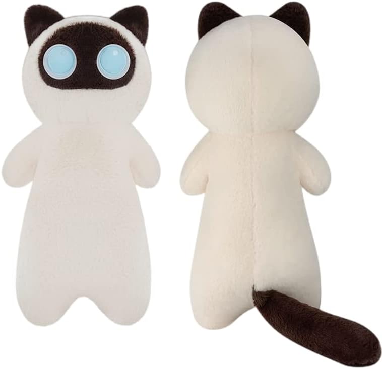 Miniatura 1 de XIGUI Almohada corporal de gato de ojo grande, almohada de animales de peluche de gato de 26 pulgadas, almohada suave de gato kawaii, almohada de