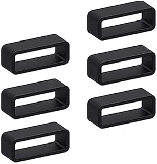 TopE 22mm Watch Strap Band Keeper Holder Silicone Watch Wristband,Replacement Keeper Watch Band Strap Loop for Men Women Black 6Pcs