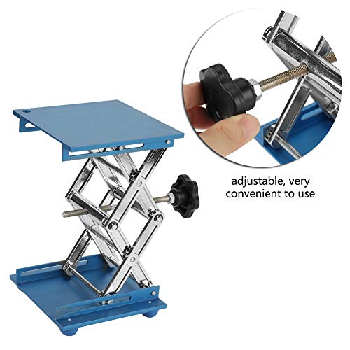 Labor Hebebühne Blau Galvanisiertes Aluminium Labor Hebeplattform Ständer Rack Scissor Jack Lifter (150 * 150 * 250mm)