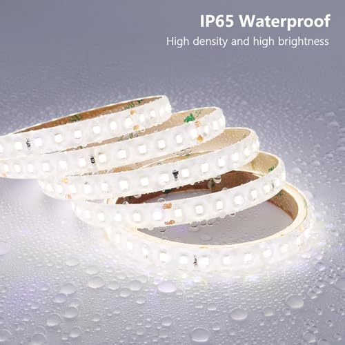 Image of BENLUN 48V Outdoor LED Strip Lights Waterproof, 65.6ft 150W 6000K Cool White Dimmable LED Tape Light Cuttable with Power Supply for Bedroom Ceiling Garden Living Room Commercial House