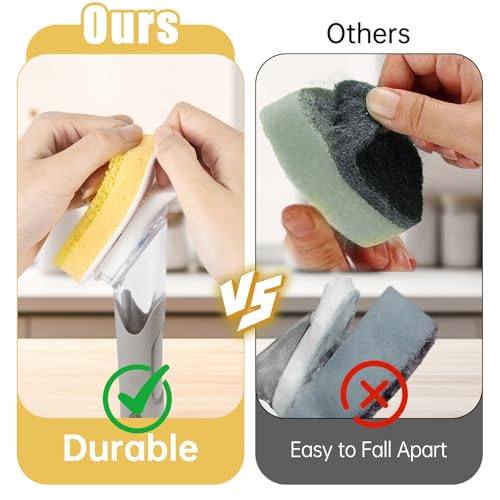 12Packs Dish Wand Sponge Refills for Scrub Daddy Dish Daddy - Replacement Heads for Dish Sponges, Non Scratch Dish Washing Scrubbers, Ideal for Kitchen Cleaning, Yellow (Only Sponge Heads)