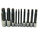 ATD Tools 13781 10-Piece Extra Long Triple Square Spline Bit Socket Set