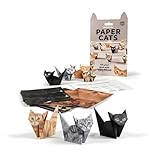 BQUFQ Paper Cats Origami Kit - 50 Sheets Pre-Printed DIY Cat Origami Paper, Easy Foldable Standing Paper Cats with Glow in The Dark Eyes, Fun Craft Activity , Home Office Desk Decor