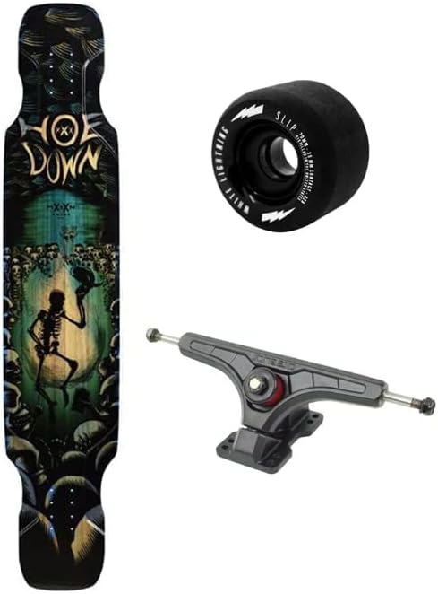 Longboard Skateboard, Freestyle Cruiser, Waterproof and Wood Construction, Cruise Skateboard and Longboard Decks, Lightweight Build (Hoedown Soft Flex Complete Deck + Wheels)