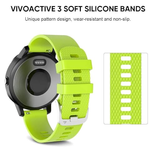 Bracelet 20mm Garmin Vivoactive 3 anti-irritation vert pour sportifs