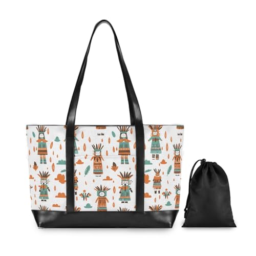 Kachina Dolls Turquoise Orange Boho essentials work handbags for women with zipper laptop travel bag for flight with ladies maletines para mujer2