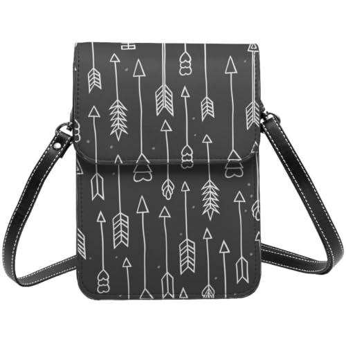 Image of kkvhhyuo Cartoon White Arrow Printed Crossbody Phone Bag PU Leather Small Purse Shoulder Bag Travel Cell Phone Bagswith Adjustable Strap for Women